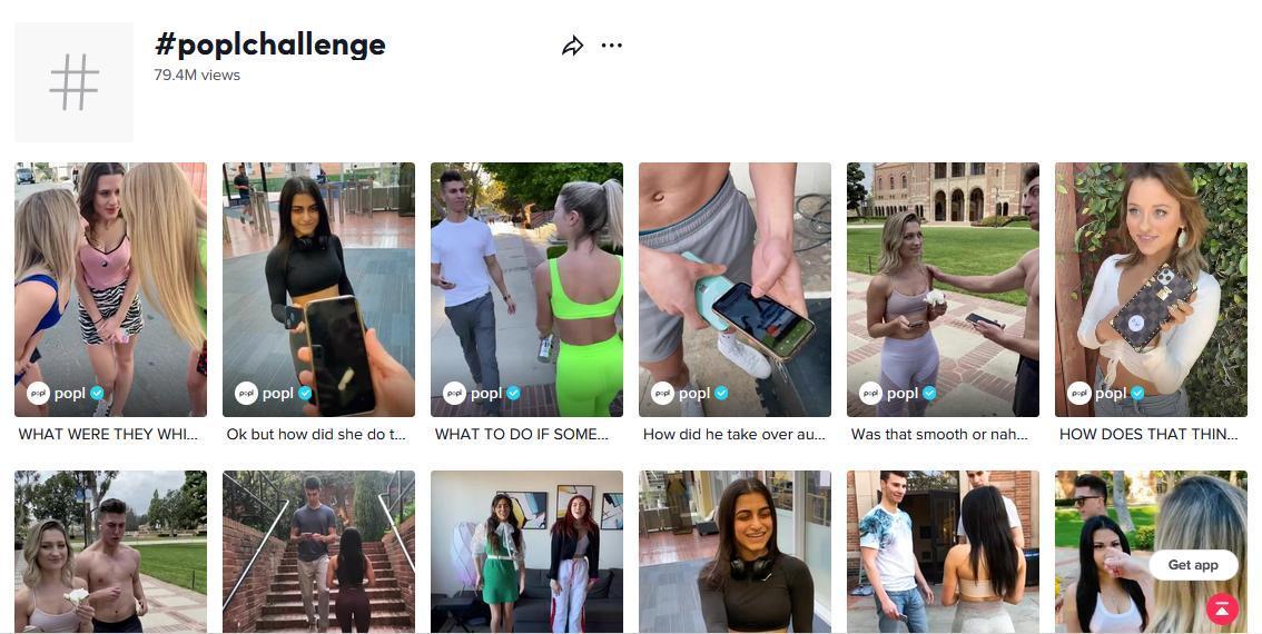 Popl company created the poplchallenge and collected nearly 80M views