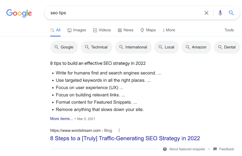 Not Using Featured Snippets