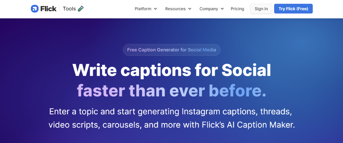 lick AI Caption Generator