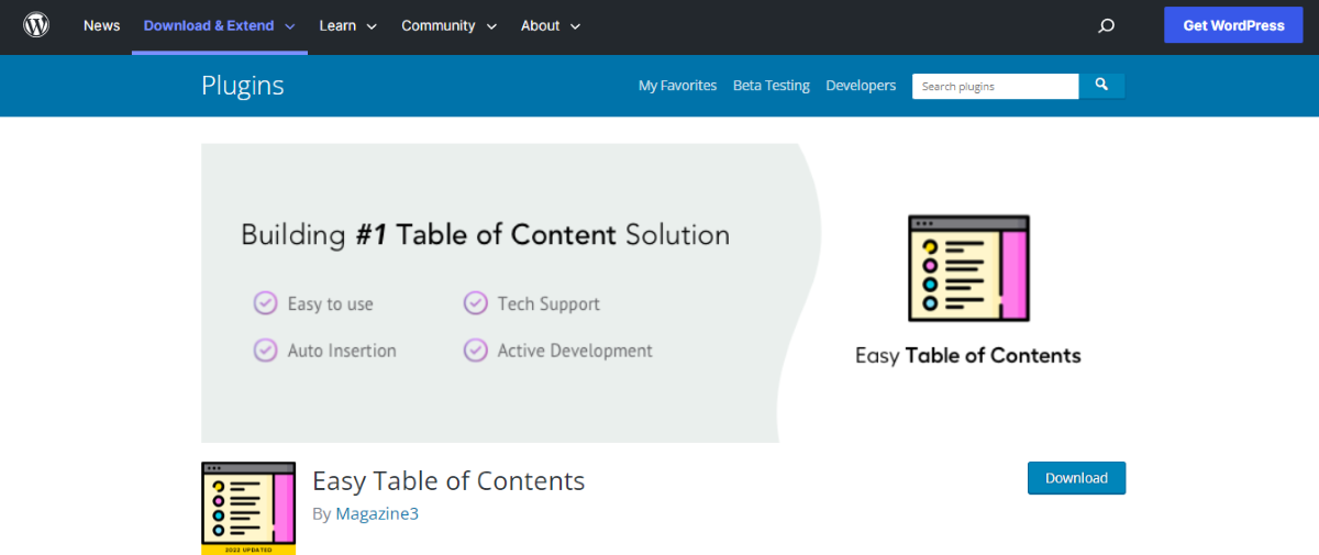 Easy Table of Contents