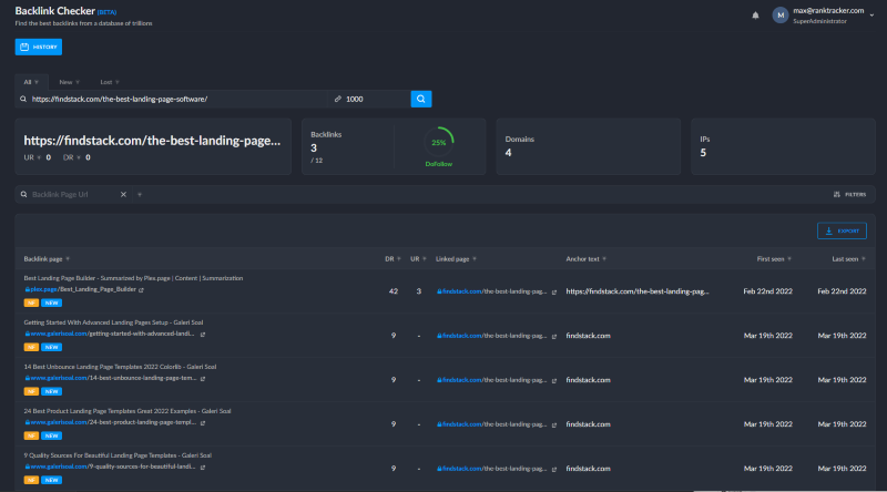 Ranktracker Backlink Checker Tool