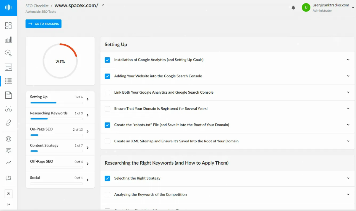 Ranktracker SEO Checklist