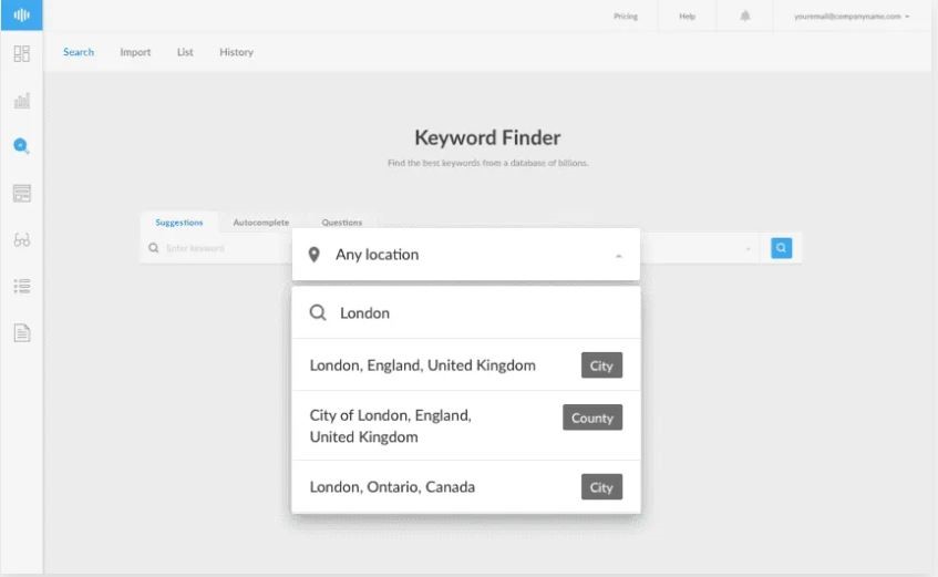 Keyword Finder tool